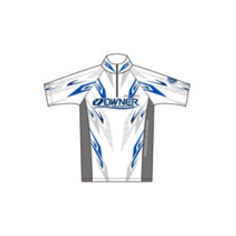 オーナー　半袖ストレッチシャツ M ホワイト/ブルー　【釣具　釣り具】