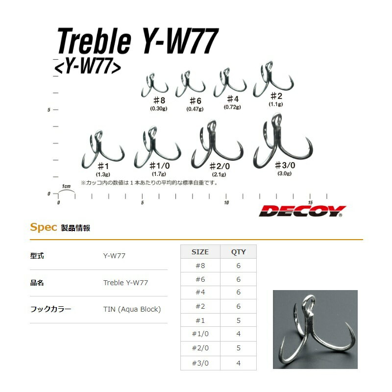 DECOY Treble Y-W77 #1/0 (2)