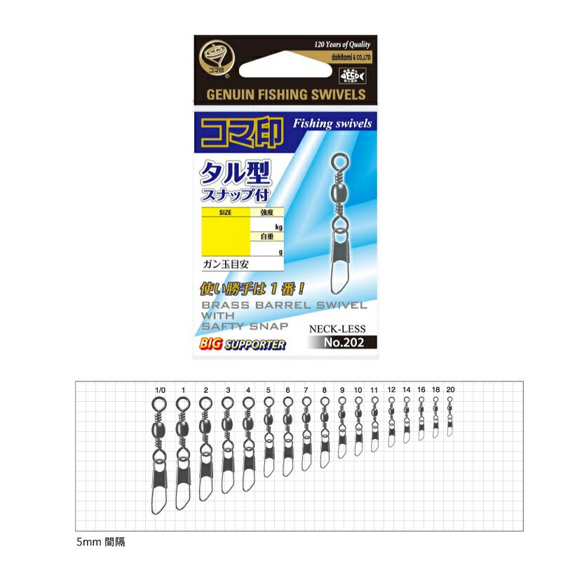 コマ印 202 スナップ付タル型サルカン 7号 黒の紹介画像2