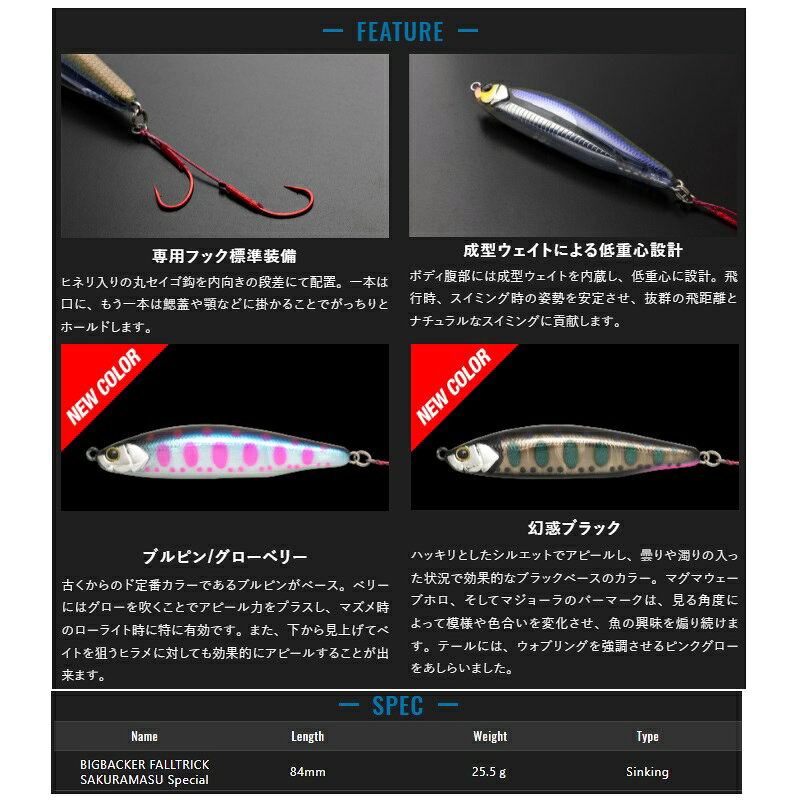 ビッグバッカー フォールトリック サクラマススペシャル 25.5g 幻惑ブラック の商品画像2枚目