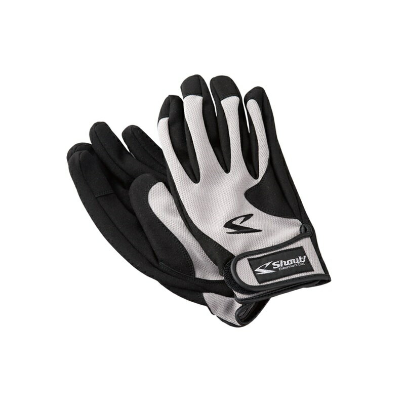 仕様表上質な素材感そのままにリニューアル＆新カラー！ショア、オフショアを問わず、ジギング、キャスティングにおいて機能性、デザイン、素材など全てのクオリティを手に入れたいアングラーに向けて。ロッド、リールのハンドルを握る面には、耐久性と感度を損なわない柔らかさを兼ね備えた高品質の人工皮革を採用し、手の感覚を遮らない生地の厚さを選択。海中の少しの変化がロッド、ラインを通して伝わってくる高感度仕様。バックサイドは、ファインメッシュ素材を採用し、通気性を確保。キャスティング時の保護や、ノットの締め込み時に手を保護するデザイン。高次元のクオリティを体感してもらえるフィッシンググローブ。Shout！シャウト！　ショートメッシュグローブ●品番：726SG●カラー：グレー●サイズ：3L詳細はこちら