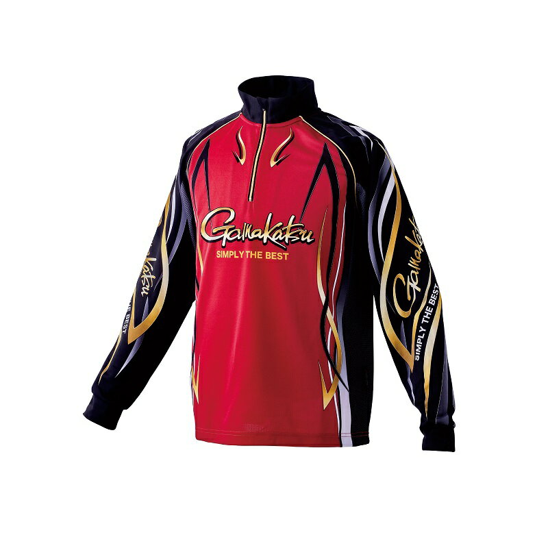 がまかつ　GM3734 2WAYプリントジップシャツ (長袖) レッド 3L