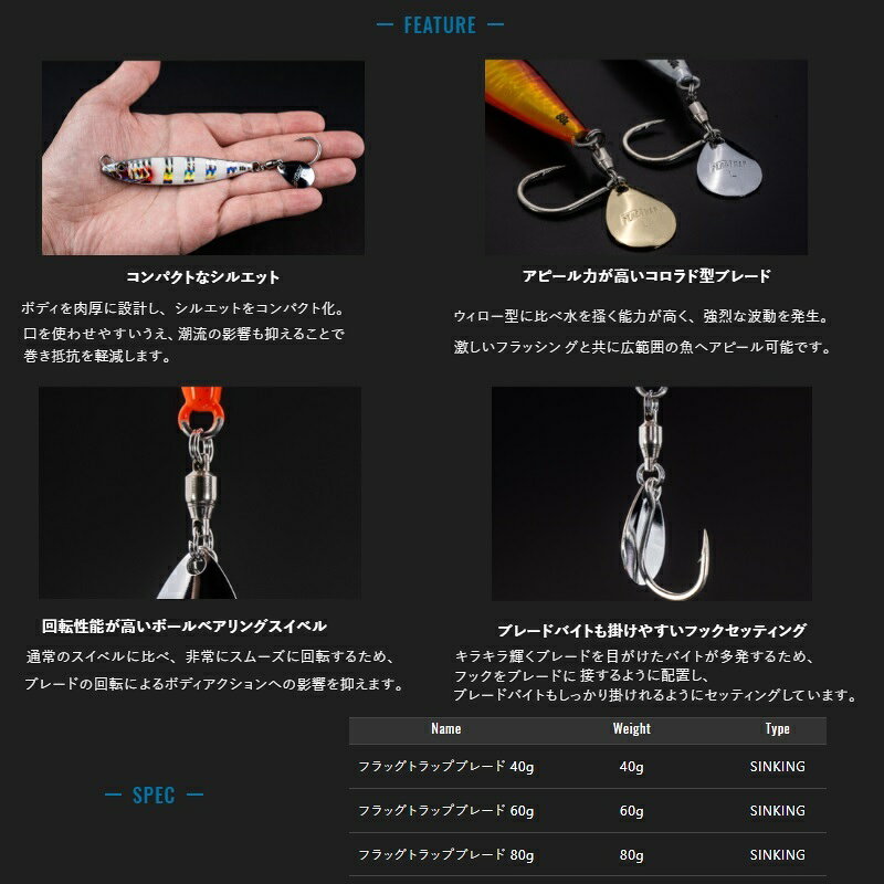 フラッグトラップブレード 40g グリキン/ボーダーホロ の商品画像2枚目