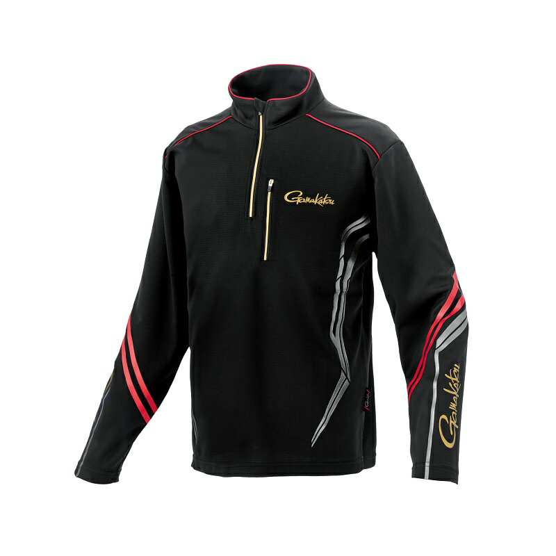 がまかつ　GM3778 UDジップシャツ ブラック/レッド 3L