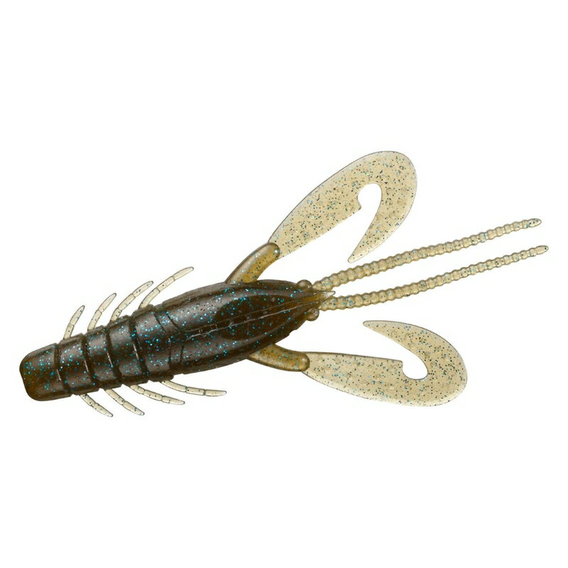 仕様表■バスフィッシングに 本気で向き合う人々のために。バスフィッシングこそがライフスタイルの中核に位置するような、本気でバスに向き合う人々と共感できるプロダクトを。DAIWAが持つバスへの本気をプロダクトとメッセージで共有できるような、心の通ったブランドを目指した開発陣の秘めた想いを具現化したもの。そのために、DAIWAが持つ技術と想いでストイックに創り込む。ロッドだけではない、リールだけでもない、バスに立ち向かうためのすべてのものに想いをこめて。本気のバスアングラーの熱い想いと一緒に...それが「STEEZ」。■タフ化したフィールドで進化した超ハイレスポンスクローワーム現代のフィールドにマッチさせるべく、随所に拘りを詰め込みリニューアル。ボディは前作よりファットにしつつも、大きすぎない形状へ変更。近距離での釣りを行う際に、ルアーの自重を感じながら投げ込めることができる。爪の形状は先端を長くしつつも、やや肉薄にすることで、軽量なシンカーでもレスポンスよくアクションする。ルアーのフォールスピードでも魚へのバイトが大きく変わってくるため、更に幅広いアプローチが可能となった。■クローアクションを最大限高めるピンテールクローアクションを最大限発揮させるため、ヒゲはピンテールに変更。細かいリブを設けることで、フォール中もピリピリアクションし、最後に喰わせるためのきっかけを作ることが出来る。■フッキングをサポートする背面スリット背面には、フッキングをサポートするスリットを配置。ボディのウエイトはギリギリまで確保しつつ、スリットを搭載、フックを埋める肉を設けることで、スナッグレス性能の向上とバイト時にフックがむき出し易い。DAIWA STEEZ CRAWダイワ　スティーズクロー●サイズ（inch）:3.1●入数（本）:8●カラー:グリパンブルーフレーク詳細はこちら