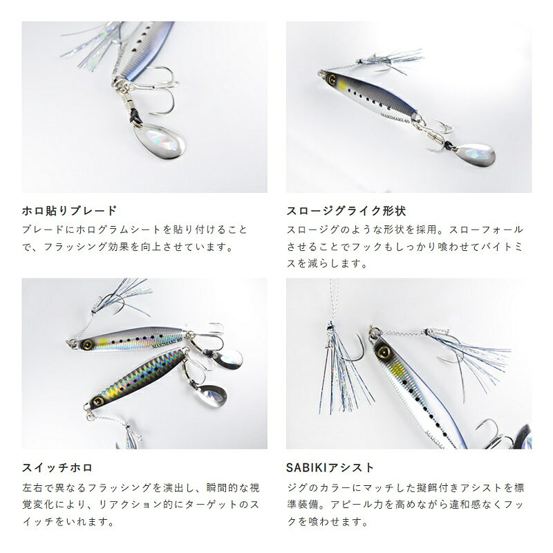 カンタン巻くだけブレードジグジャックアイマキマキ 80g リアル魚鱗ブルーイワシ網目夜光 (3)