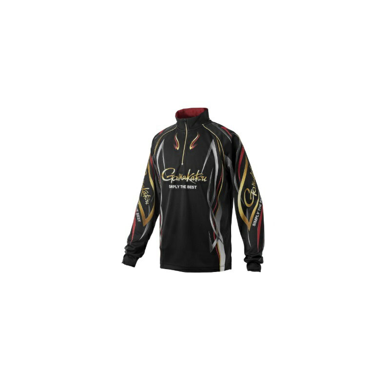 がまかつ　GM3734 2WAYプリントジップシャツ (長袖) ブラック/レッド 5L