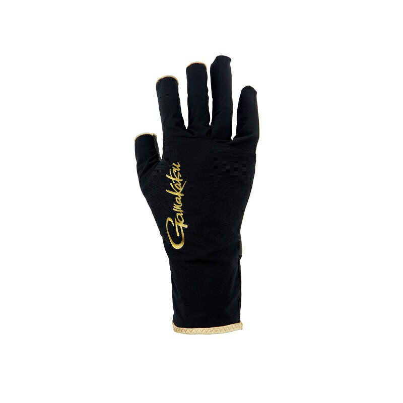 がまかつ　GM7304 UVカットグローブ(3本切) ブラック/ゴールド(Gamakatsu) M
