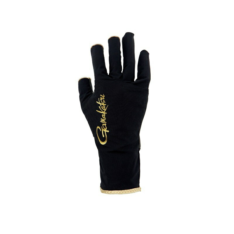 がまかつ　GM7304 UVカットグローブ(3本切) ブラック/ゴールド(Gamakatsu) L