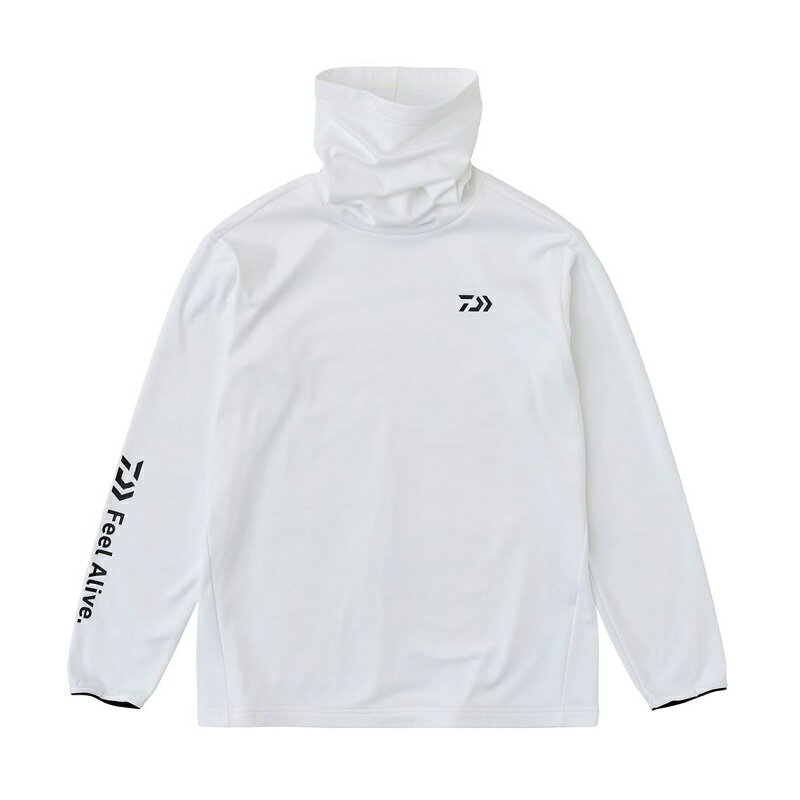 仕様表突っ張らず動きやすい微起毛シャツ肌面に微起毛を配した柔らかい手触りのフーディーシャツ。ストレッチ性に優れているため、身体にフィットし、動きやすい。冷気の侵入を防ぐネックウォーマーが一体型となった仕様。寒い日はもちろん、冬場でも日差しが気になるときに便利。袖口はバインダー仕様で袖捲りしやすい。袖口は親指を通せるフィンガーホールつき。DAIWA DE-9325ダイワ　ストレッチシャツネックウォーマー●カラー：ホワイト●サイズ：XL●身長(cm)：177-183●胸囲(cm)：97-103●胴囲(cm)：83-89●素材：ポリエステル92％　ポリウレタン8％※サイズは目安です。詳細はこちら