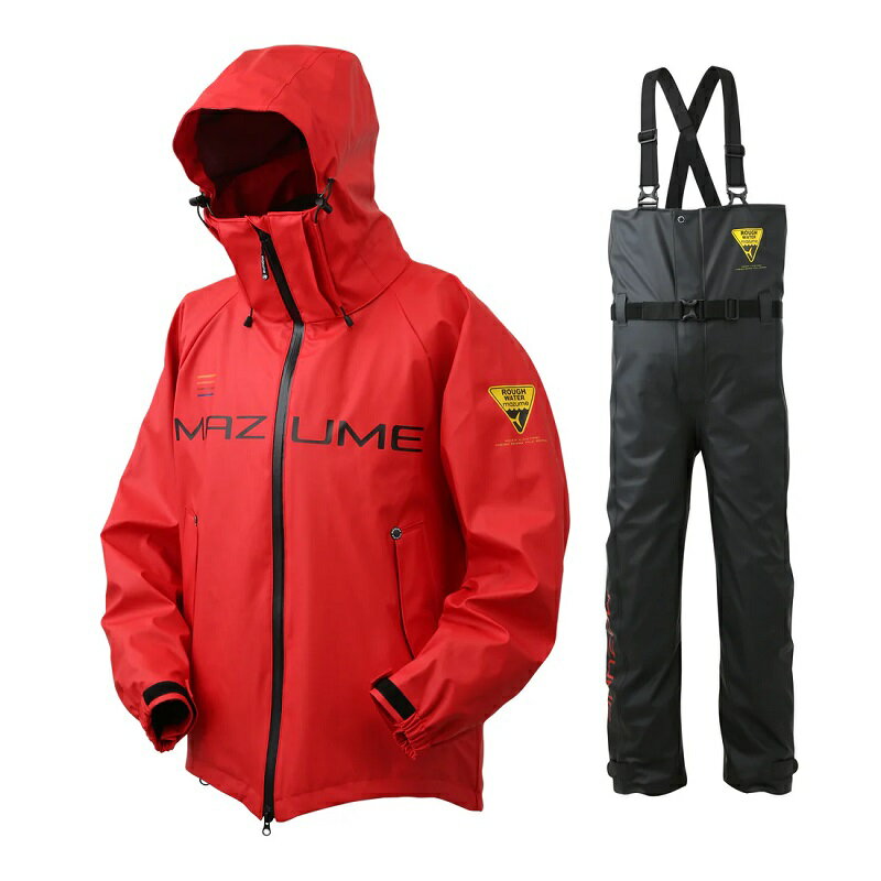 オレンジブルー　MZRS-884 mazume ROUGH WATER レインスーツ レッド LL【釣り　防寒ウェア　防寒着】