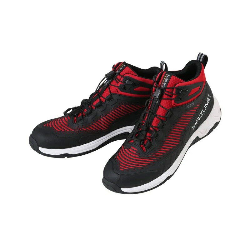 オレンジブルー　MZSH-743 mazume ROUGH WATER デッキシューズハイカット ブラック×レッド L
