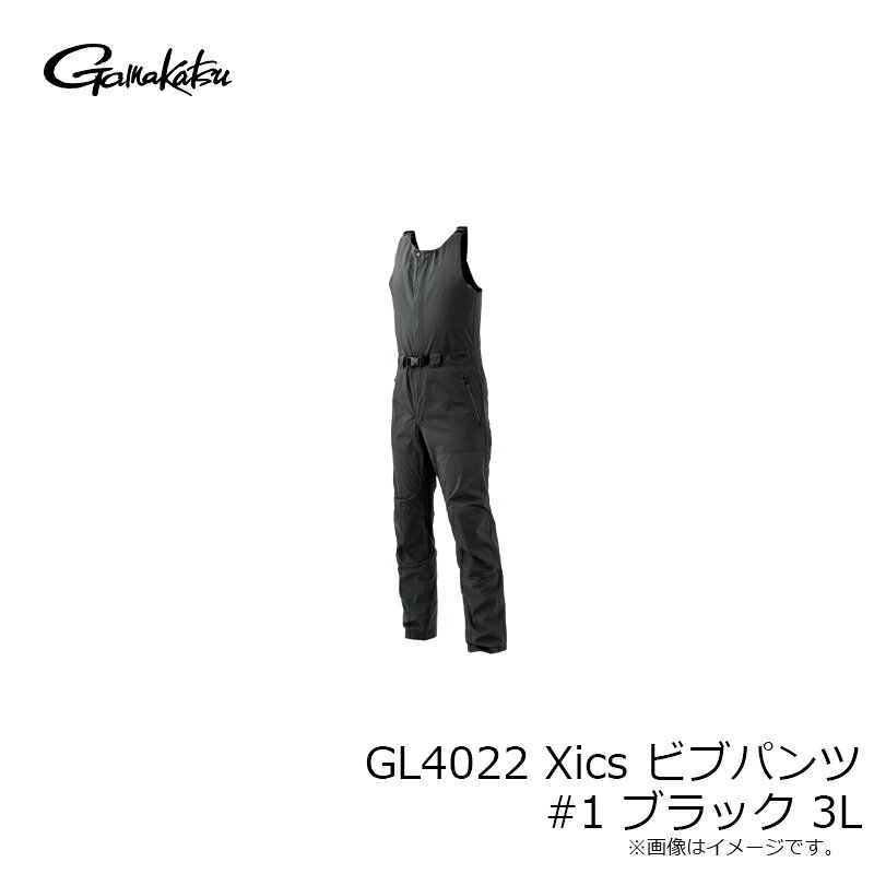 釣具のFTOのがまかつ　GL4022 Xics ビブパンツ #1 ブラック 3L｜アングル3