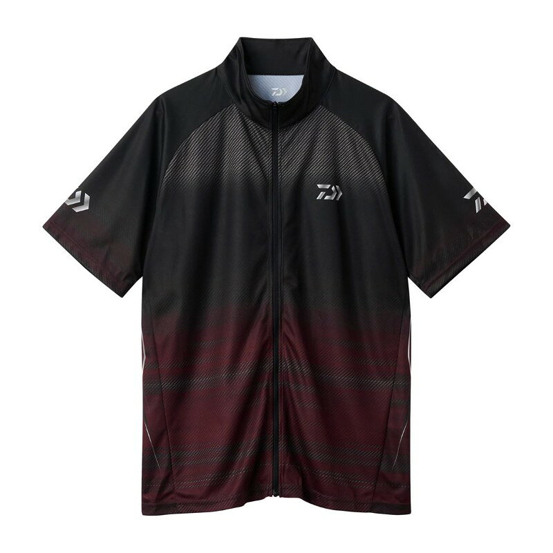 ダイワ　DE-7426 ハーフスリーブ ドライシャツ フルジップ レッド XL