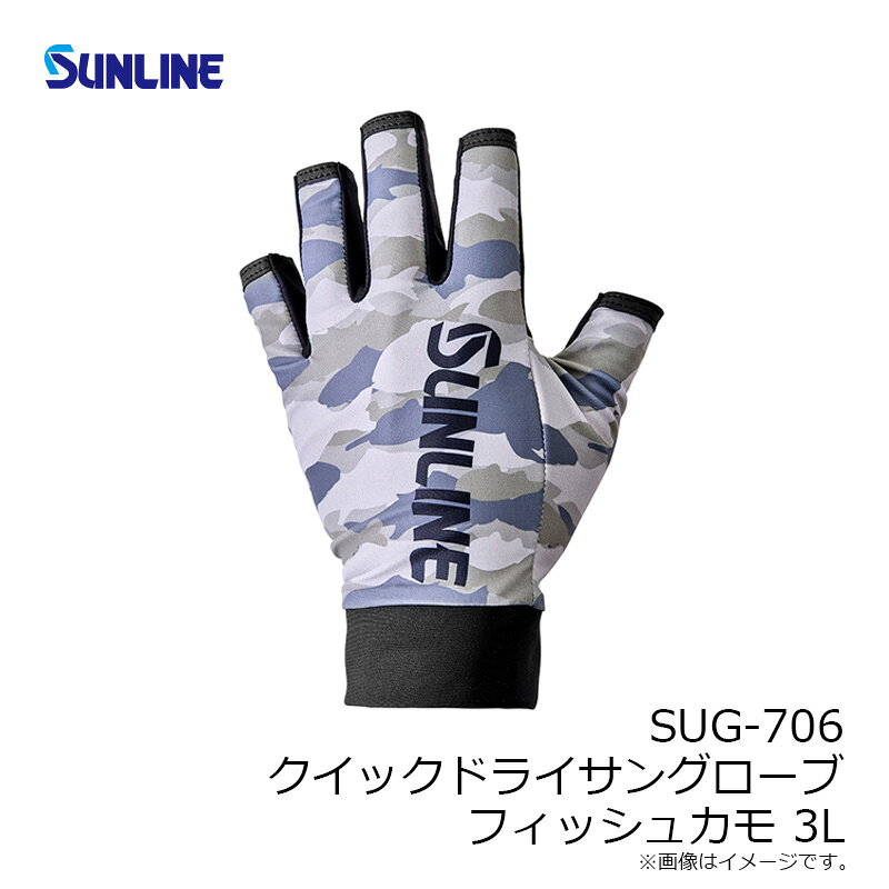 釣具のFTOのサンライン　SUG-706 クイックドライサングローブ フィッシュカモ 3L｜アングル3