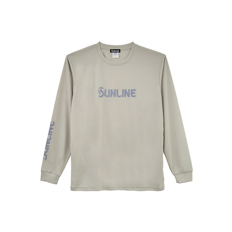 仕様表シルキーで柔らかな着心地と速乾性に優れるドライTシャツ。胸元と腕にはオリジナルデザインのサンラインロゴをプリント。各カラーの柄は異なり「ブラック→フィッシュカモ」「ライトグレー→鱗柄」「ブルーグレー→等深線」を表現しています。SUNLINE　SUW-15603DLTサンライン　SUW-15603DLT　シルキードライロングTシャツ●品　番：SUW-15603DLT●カラー：ライトグレー●サイズ：XXL●身　丈：77cm●身　幅：60cm●肩　幅：52cm●袖　丈：64cm●素　材：リサイクルポリエステル 100%※サイズは目安です。詳細はこちら