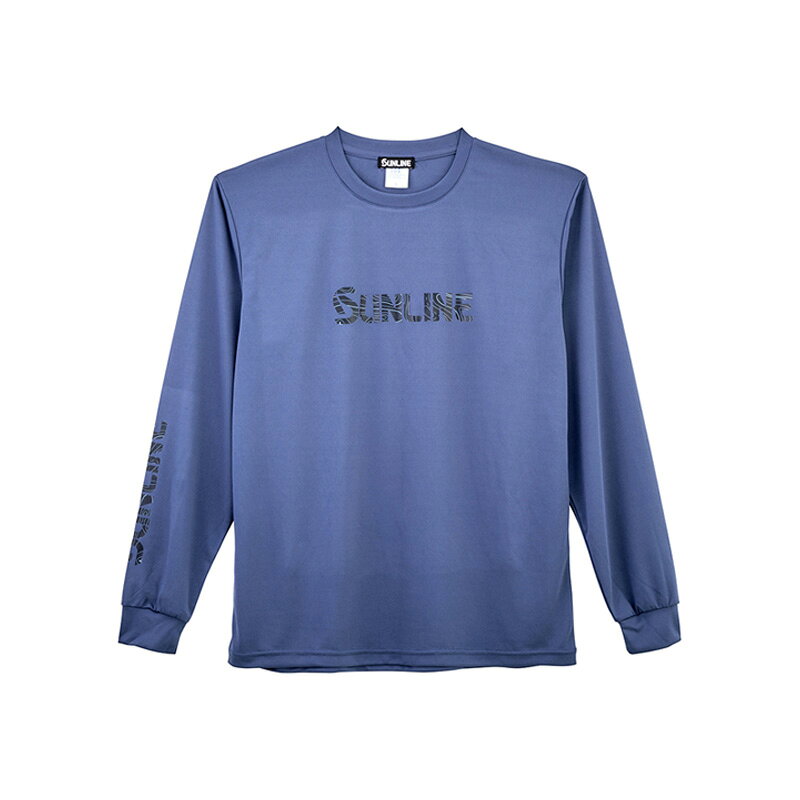 仕様表シルキーで柔らかな着心地と速乾性に優れるドライTシャツ。胸元と腕にはオリジナルデザインのサンラインロゴをプリント。各カラーの柄は異なり「ブラック→フィッシュカモ」「ライトグレー→鱗柄」「ブルーグレー→等深線」を表現しています。SUNLINE　SUW-15603DLTサンライン　SUW-15603DLT　シルキードライロングTシャツ●品　番：SUW-15603DLT●カラー：ブルーグレー●サイズ：XL●身　丈：74cm●身　幅：57cm●肩　幅：49cm●袖　丈：63cm●素　材：リサイクルポリエステル 100%※サイズは目安です。詳細はこちら