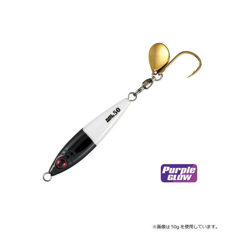 仕様表ブレードジギング専用のテイルブレードジグサワラをメインターゲットとしたブレードジギング専用のテイルブレードジグ。シルエットを小さく、ウエイトは重く。求められる性能を実現した極太ボディは、高速巻きでも回転しにくく安定姿勢を保持。ブレードによるキラメキと振動によりサワラへのアピール力抜群。高速巻きだけでなく、ストップ&ゴーやフォールを入れることにより青物やマダイもターゲットに！※スモールシルエットが有効なため、各部に小型パーツを使用しています。大型魚に対応するためにはドラグセッティングに注意して、キャッチした後はフック、スプリットリングの変形や取り付けに不具合がないかご確認ください。Shout　BLADE SHOTELシャウト　ブレードショーテル●品　番：125BS●カラー：#199 パンダパープルグロー●重　さ：30g詳細はこちら
