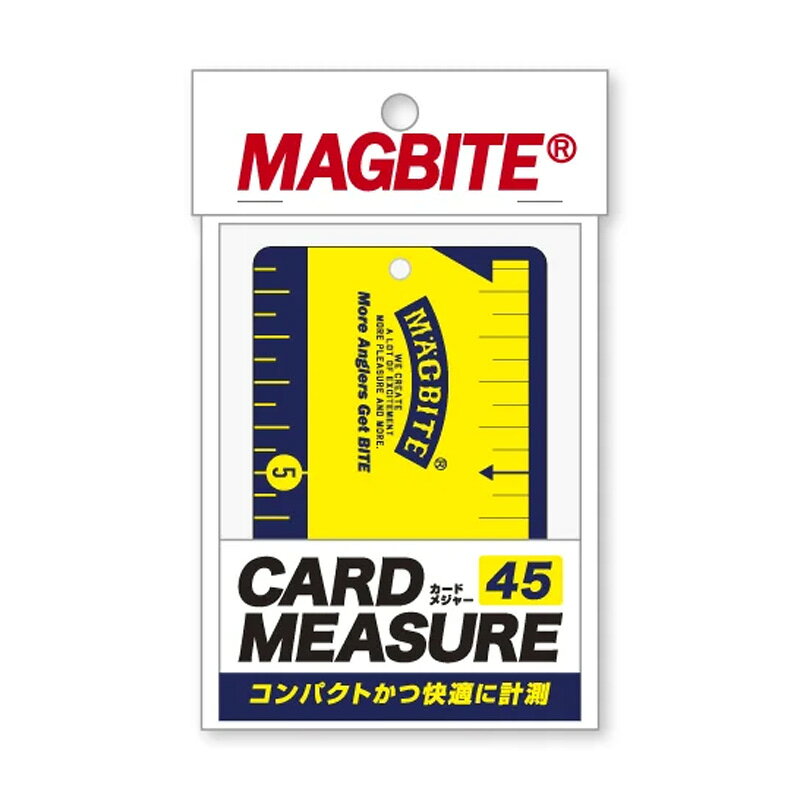 仕様表ついに出た！コンパクトかつ快適に計測できるメジャー今までのメジャーの面倒な部分を解消！コンパクトなサイズ感でバッグやポケットにサッと収納でき携帯性抜群！プラスチック素材の折り畳み式なので、汚れたり濡れた状態のものを巻き取ったりすることもなく手入れが簡単な快適かつスタイリッシュな新感覚なメジャーです。MAGBITE　MBT11 CARD MEASURE 45マグバイト　MBT11 カードメジャー 45●カラー：03 イエロー詳細はこちら