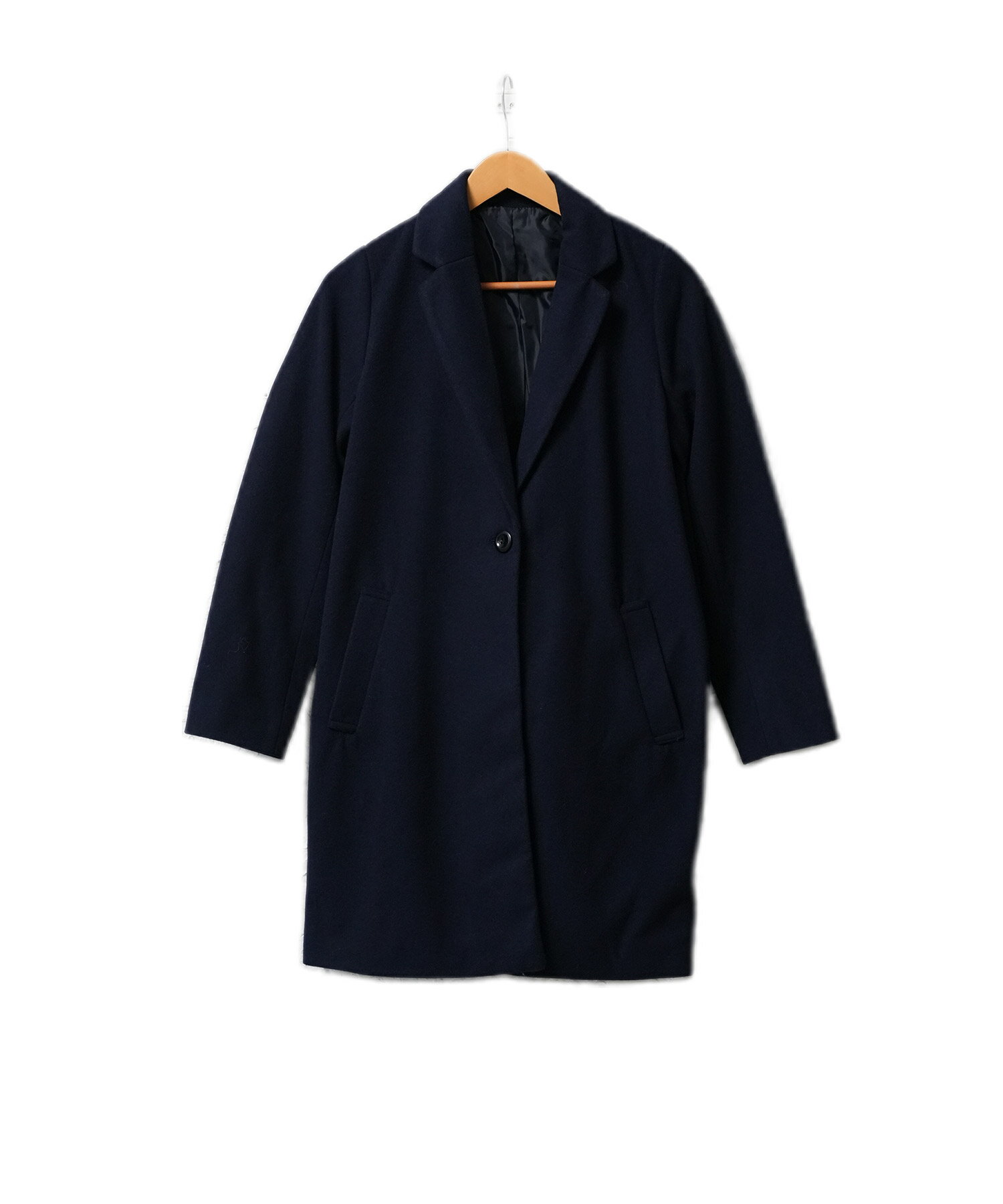 楽天市場】ノーカラーコート ロング（カラーネイビー）（コート