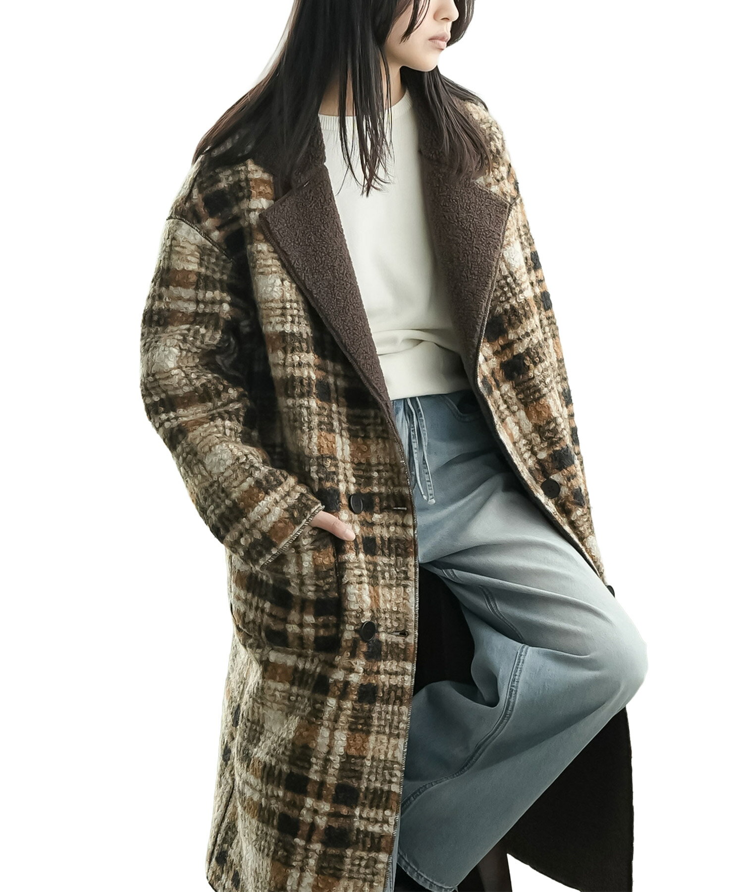 楽天市場】チェック リバーシブルコートの通販