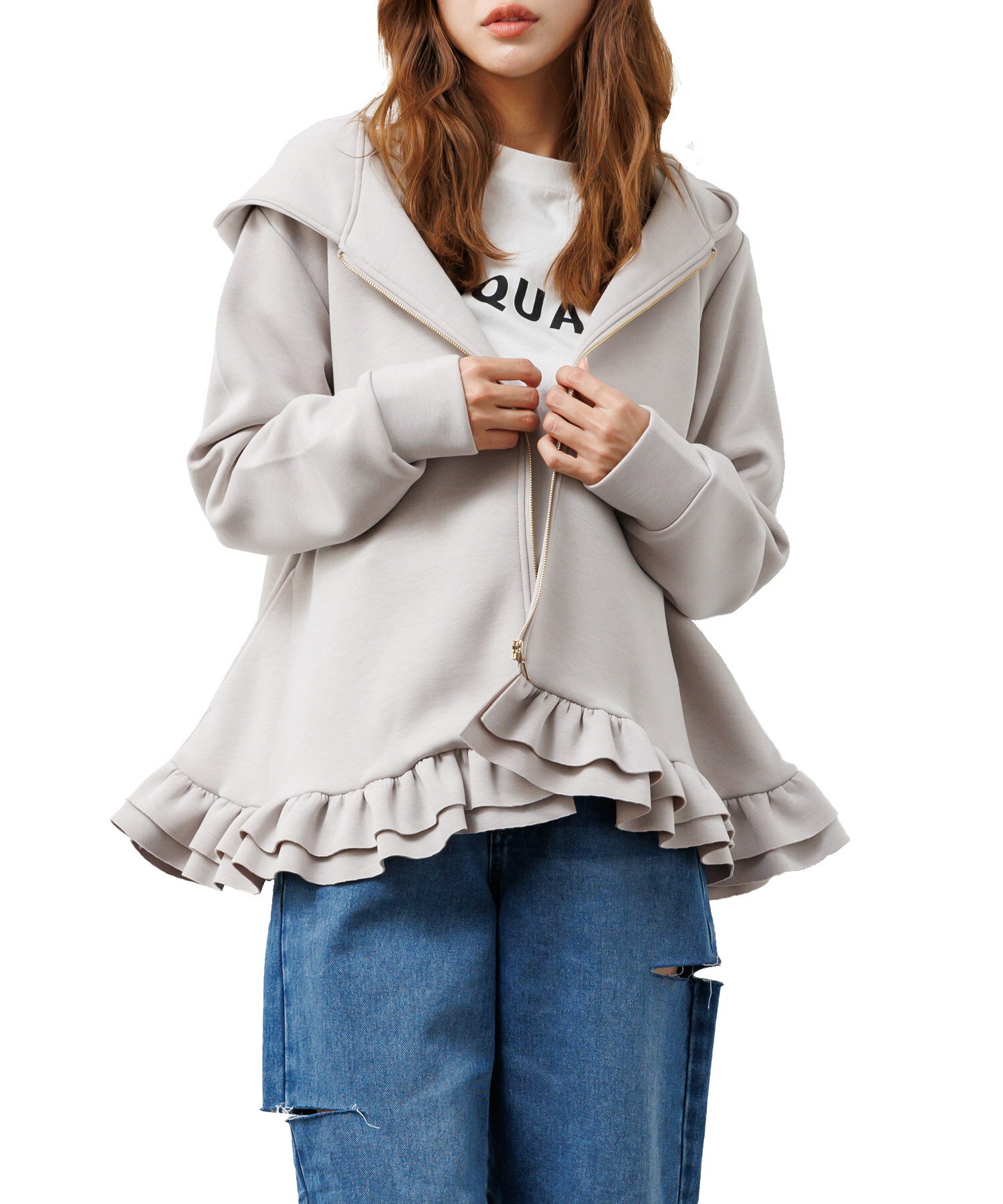 RADIATE グレー ジップアップ フリルジャケット RADIATE グレー ジップアップ フリルジャケット