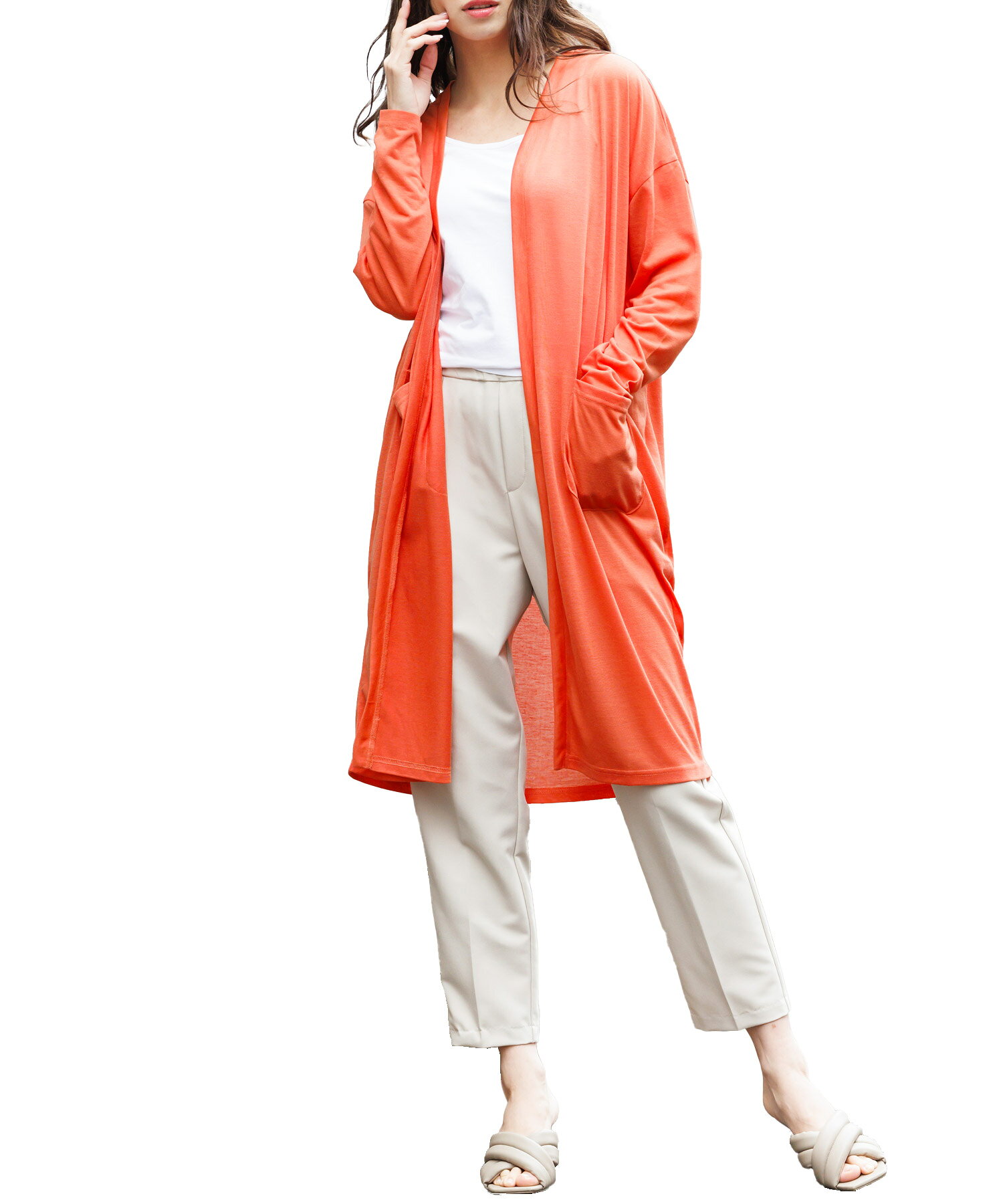 ヨーロッパ orange line ロングカーディガン (ji) 最新 ヨーロッパ 
