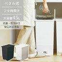 ダストボックス ポリプロピレン 容量45L 抗菌 防汚加工 SOLOW ペダルオープンツイン45L ホワイト/ブラック