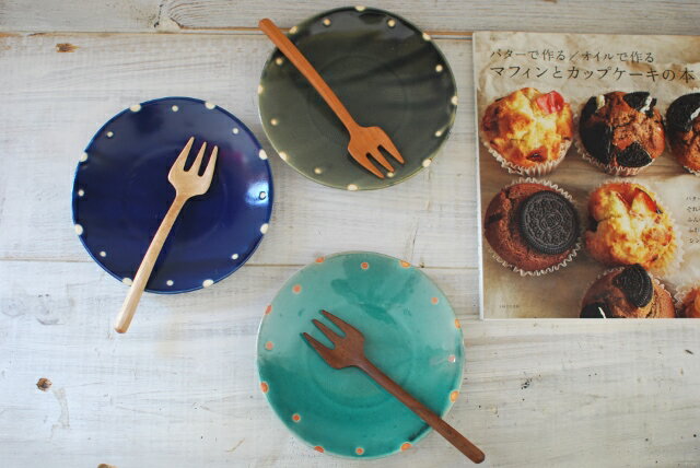 Tea Plates - 人気食器　ミニドット　水玉プレート　ディープブルー　洋皿　美濃焼　おうちカフェ　朝ごはん【人気食器　プレート　美濃焼　SALE】