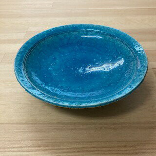 有田焼 取り皿 トルコブルー 魚紋 ブルー 17cm 中皿 丸皿 おしゃれ