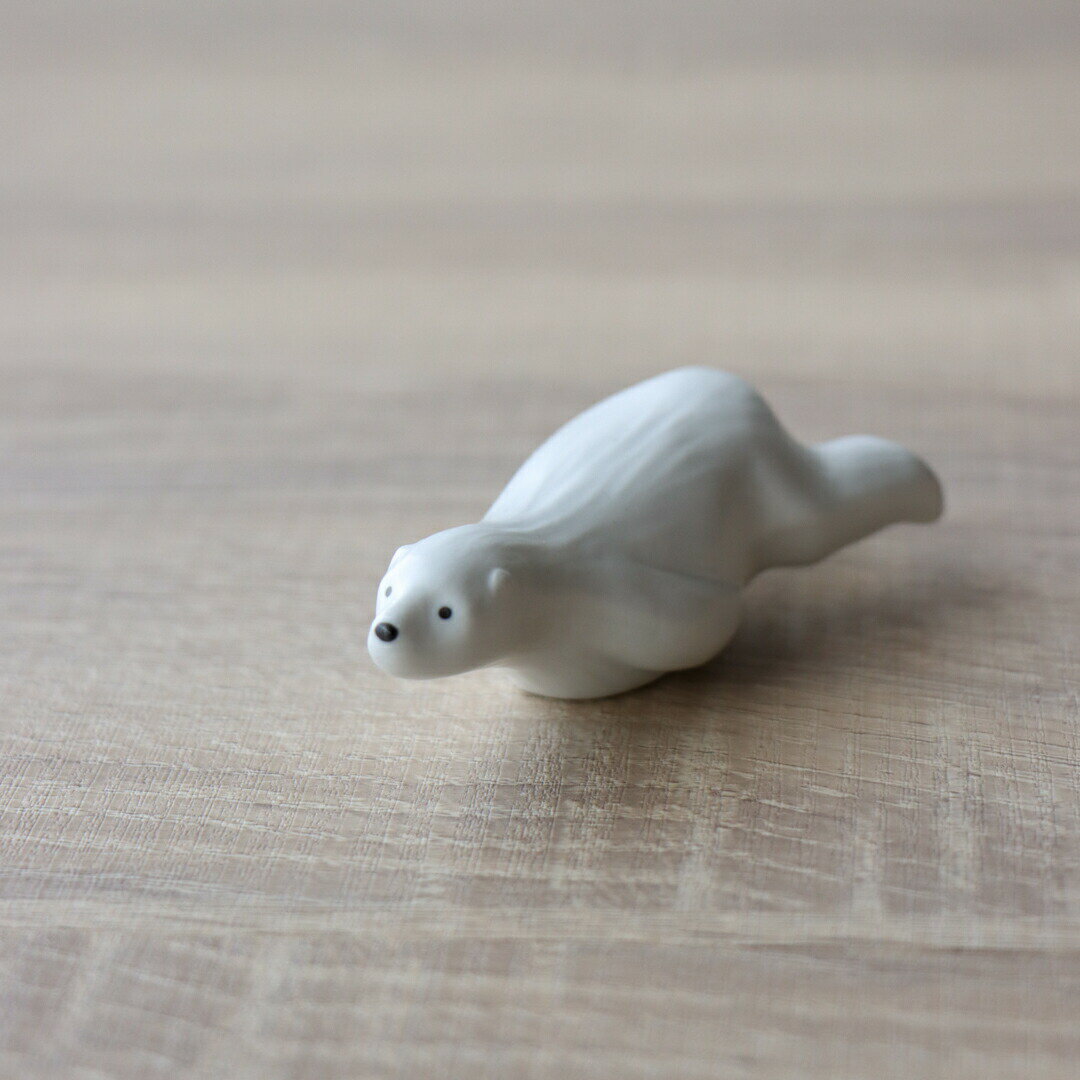 シロクマ白熊箸置き置物ミニチュア陶...