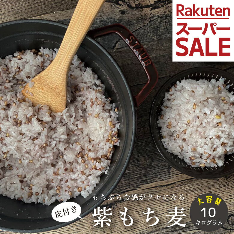 皮付き もち麦 10kg 国産 大容量【2.5kg×4袋セット】 もち麦 皮つき【もち麦 国産 送料無料】送料無料 ダイエット【国産 もち麦/無添加/ダイシモチ/モチムギ】もちむぎ　紫もち麦 こめたつ 自然の蔵