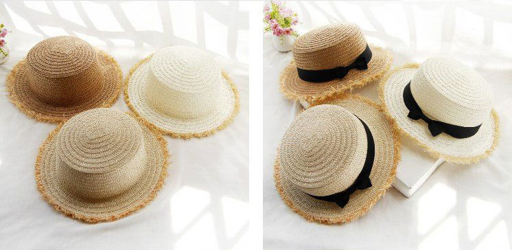 【お買い物マラソン期間中！】キッズ 帽子 麦わら帽子 夏 キッズ 女の子 蝶結び付き 軽い カジュアル 麦わら 帽子 ファッション 日除け帽 可愛い おしゃれ 2