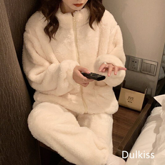 送料無料 パジャマ レディース 冬 ルームウェア もこもこ パジャマ レディース 上下セット セットアップ ハイネック 厚手 暖かい 長袖 大きいサイズ ナイトガウン 部屋着 おしゃれ 可愛い 寝巻き オフホワイト ピンク グレー M L XL 2XL