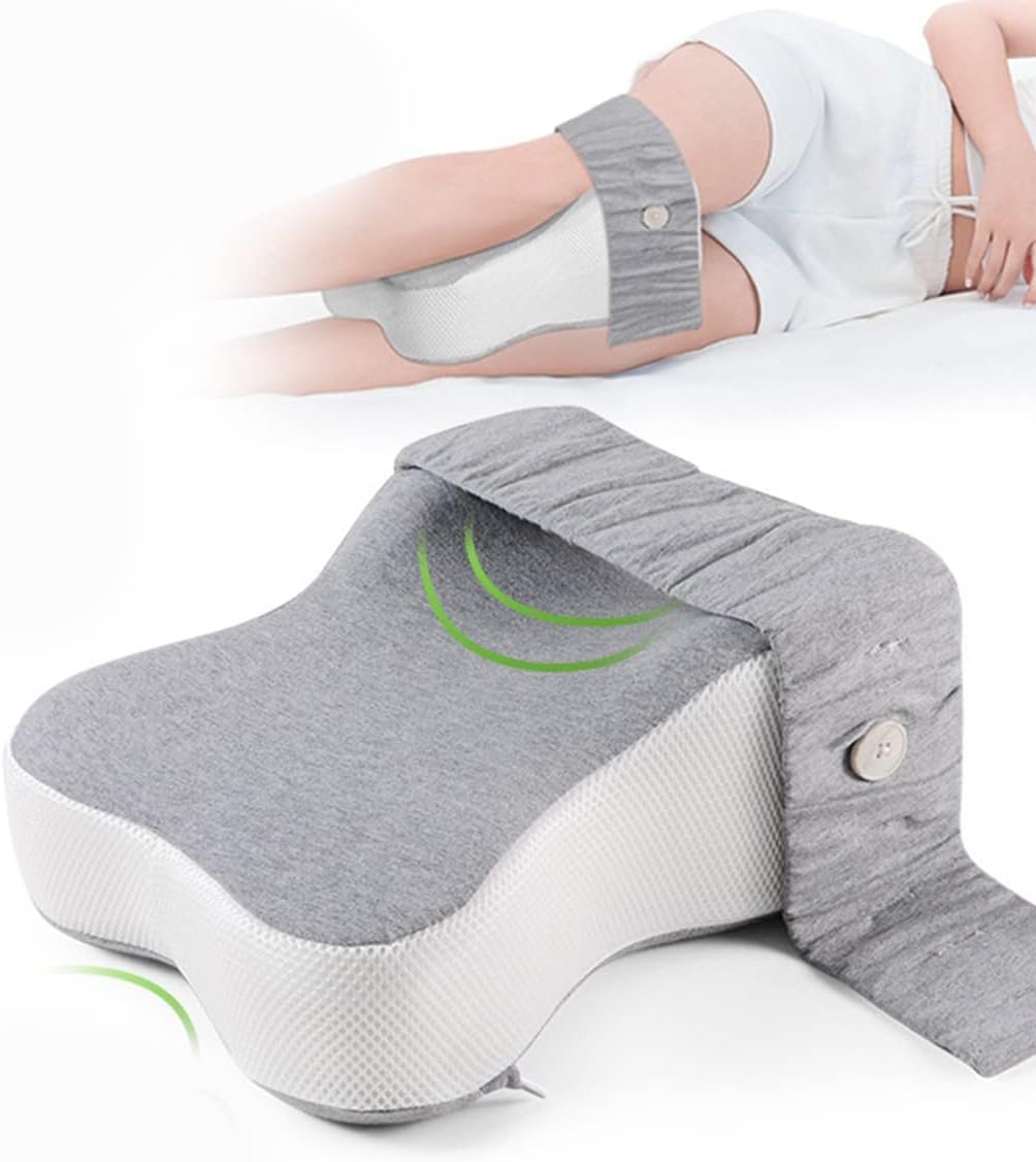 【お買い物マラソン期間中！】足枕 膝枕 就寝用 膝クッション 整形外科用脚枕 横向き寝用 妊娠用膝サポートクッション 人間工学に基づいた横向き寝用膝枕 プレゼント