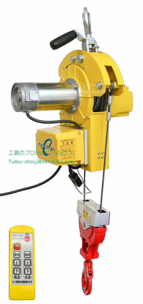 【トーヨーコーケン】二本掛けベビーホイストDB-E930R （400kg・揚程15m）●無線スイッチ1個