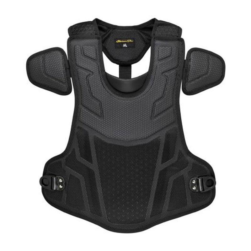 送料無料！大人気！大特価セール！最安値に挑戦！新硬式プロテクター！SAKEBIシリーズで新登場！ 【MIZUNO PRO】ミズノ ミズノプロ 號SAKEBI 硬式用プロテクター 高校野球ルール対応モデル（キャッチャー・捕手用）1DJPH240（野球・一般用・大人用・捕手用防具） 品番 1DJPH24009 カラー 09：ブラック（黒） サイズ A：約450×B：約535mm（M、L兼用サイズ） 質量 約940g 素材 表地：ポリウレタン、ポリエステル パッド：EVA ・高校野球ルール対応 ■號−SAKEBI−ロゴ ■Zoning デザイン ■Anti-Spinゾーン 激安超特価セール！