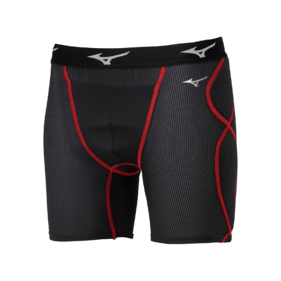 【MIZUNO】ミズノ 汗処理/通気 KUGEKIスライディングパンツ ブラック×レッド ジュ...