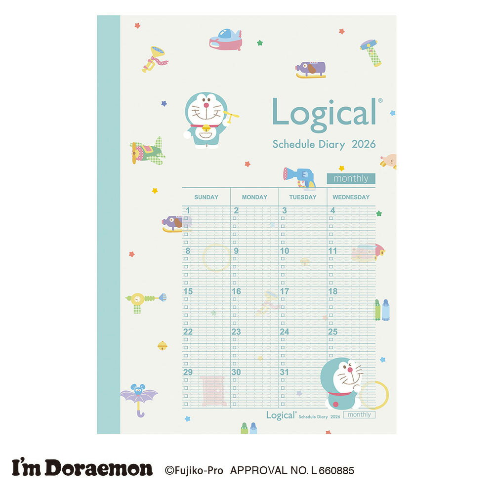 【最大1000円OFFクーポン配布中】【2026年度版手帳】 ナカバヤシ ロジカルダイアリー 2026 月間ノートタイプSD／B6ドラえもん NS-B602-26SDA1 【ポスト投函1】【CHI】のサムネイル