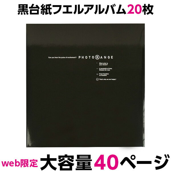 【WEB限定品】アルバム ナカバヤシ フエルアルバム 黒色 フリー台紙 20枚 フォトレンジ ブラック IT-20L-92-D【大容量 貼り付け 手作り 粘着 フォトアルバム 集合写真 L判 2L判 ましかく写真 スクエア写真 手作り 貼る フリー台紙タイプ】 101