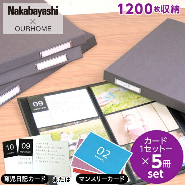 【最大1000円クーポン配布】【5冊セット/カード付】楽天市場総合ランキング1位 Nakabayashi×OURHOME 1年1冊 L判6面240枚収納 子ども写真のポケットアルバム Year Photo Album イヤー フォトアルバム OUR-PH-G【子供 おしゃれ 赤ちゃん エコー写真】 103 104