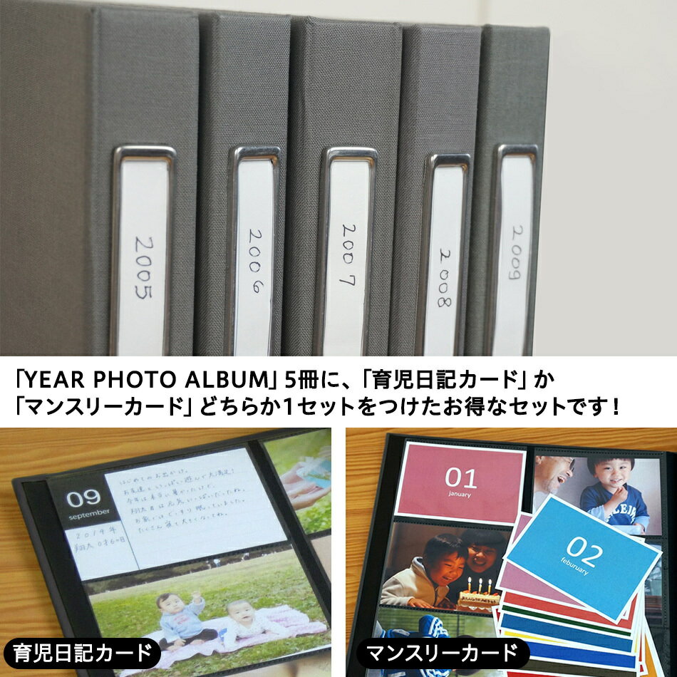 【最大1000円クーポン配布】【5冊セット/カード付】楽天市場総合ランキング1位 Nakabayashi×OURHOME 1年1冊 L判6面240枚収納 子ども写真のポケットアルバム Year Photo Album イヤー フォトアルバム OUR-PH-G【子供 おしゃれ 赤ちゃん エコー写真】#103# #104# 2