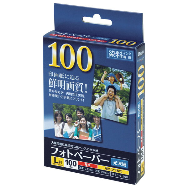 ナカバヤシ フォトペーパー 光沢紙 L判 100枚 超厚手・強光沢 JPEC-L-100