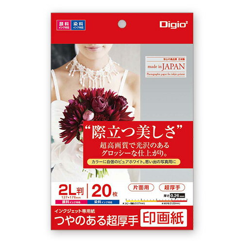 楽天フエルショップナカバヤシ インクジェット用紙 Digio2 つやのある超厚手 印画紙 2L判 20枚 JPSK2-2L-20【CHI】