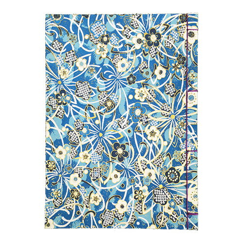 【最大1000円OFFクーポン配布中】ナカバヤシ 和綴帖 A5サイズ 横綴じ 小花ブルー（糸の色：紫 ) ノ-WTJ-A5-2【CHI】