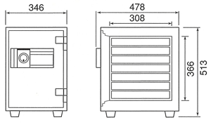 【軒先渡し】ダイヤセーフ(旧:日本金銭機械) 家庭用耐火金庫 MEK50-7 プッシュタイプ 1時間耐火 A4サイズ用紙収納 53kg【送料無料】【メーカー直送】