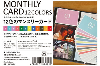 一ヵ月に1枚、カラフルなインデックスカード★マンスリーカードOUR-INC-2/手芸デコレーションスクラップラッピングメッセージ#205#一ヵ月に1枚、記録を残せます!「育児日記カード」OUR-INC-1