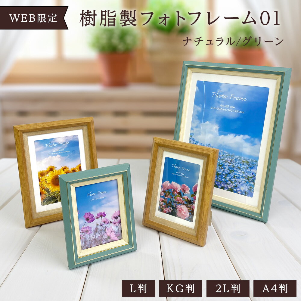 【WEB限定】ナカバヤシ 樹脂製フォトフレーム01ナチュラル/グリーン L判 KG判 2L判 A4判 写真立て IT-F..