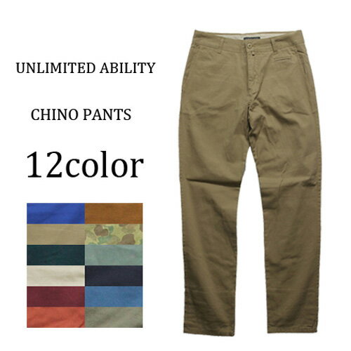 UNLIMITED ABILITY アンリミテッドアビリティー ボトムス チノパン コットン100% シャンブレー生地 メンズ M-XL 全12色 オールシーズ...