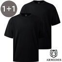 ARMEDES アルメデス 2枚セット Tシャツ インナー 形態安定加工 ラウンドネック ルーズフィット 半袖 メンズ M-XL 全3色 オールシーズン AR1...
